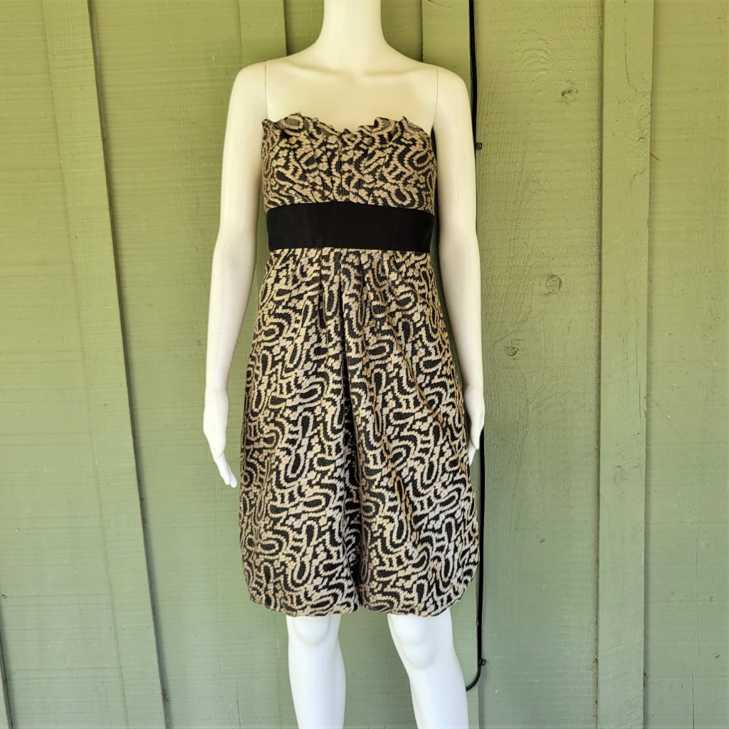 Kay Unger Black Beige Strapless Dress 6